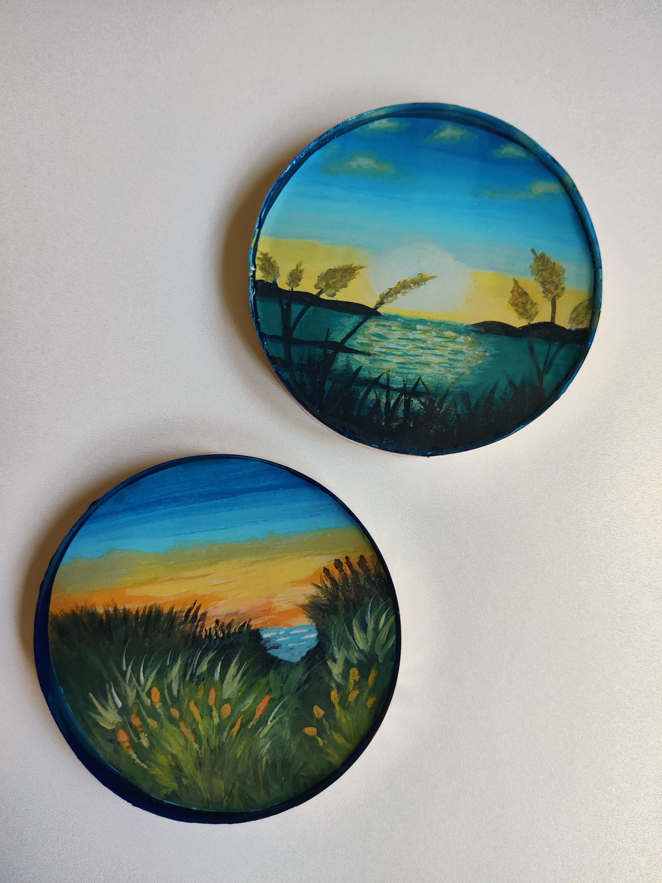 Beach scene coasters
Resin coasters
Handmade coasters
Coastal decor
Unique drink coasters
Evening beach 
Beach gift
Home office decor
Beach house accessories
Mini wall art Gift for beach lovers
Decorative coasters
Sunset coasters
Handmade holiday