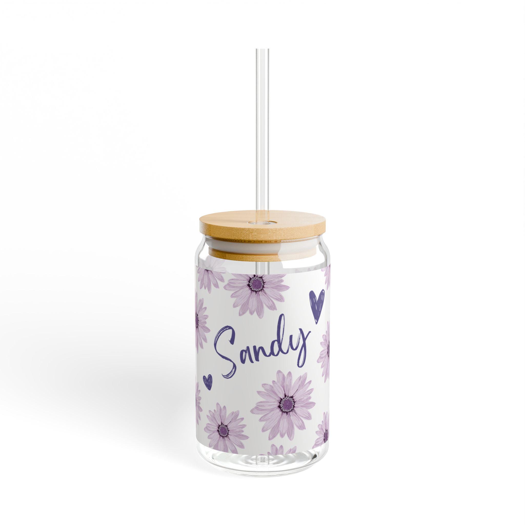 Customizable Iced Coffee Cup Floral pattern Custom Can Glass with Lid and Straw Bridesmaid Gift Bachelorette Glass Cup Bridesmaid ideas