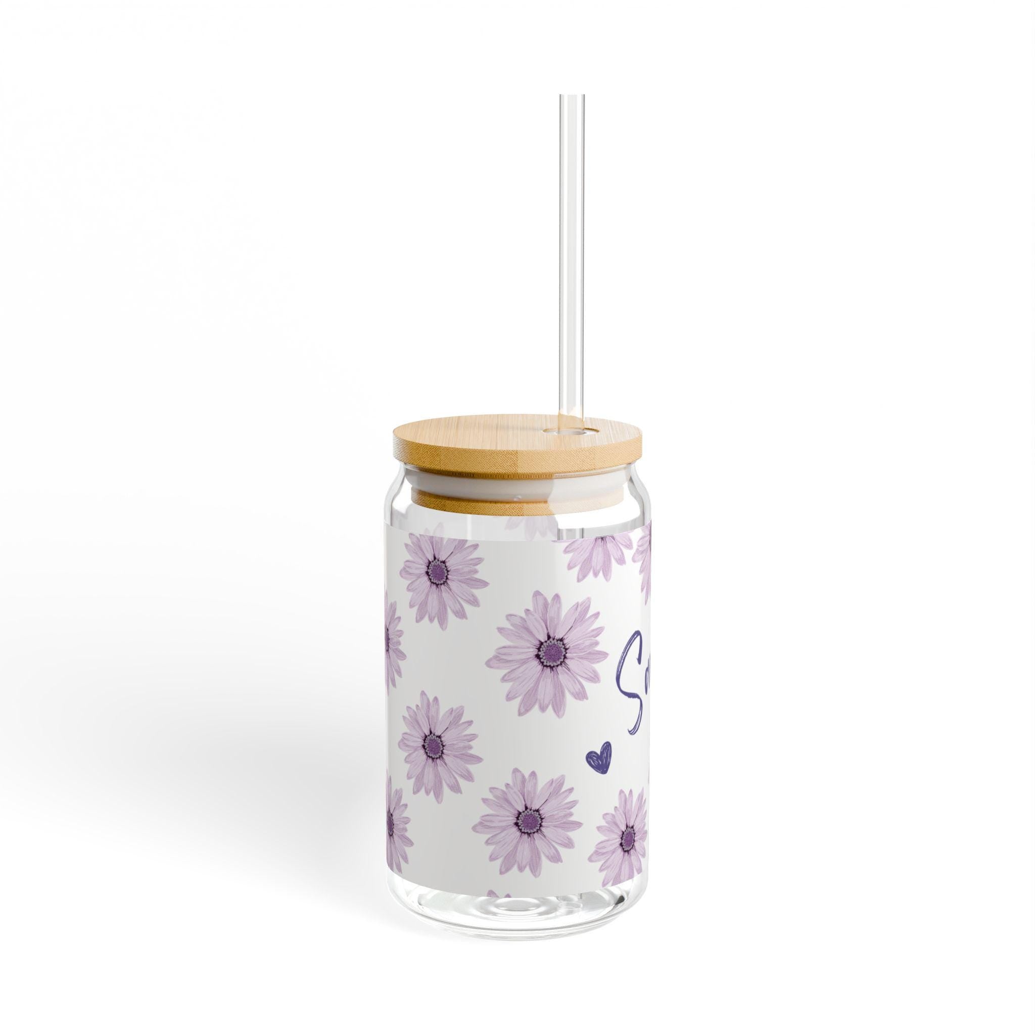 Customizable Iced Coffee Cup Floral pattern Custom Can Glass with Lid and Straw Bridesmaid Gift Bachelorette Glass Cup Bridesmaid ideas