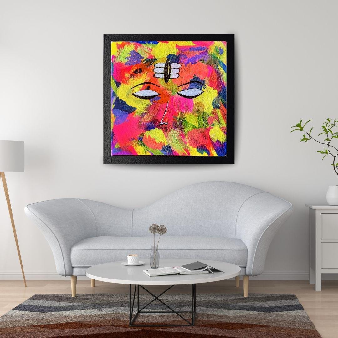 Divine Abstract Lord Shiva Eyes Gouache Painting  Spiritual Art Digital Download  Third Eye Hindu Meditation Decor