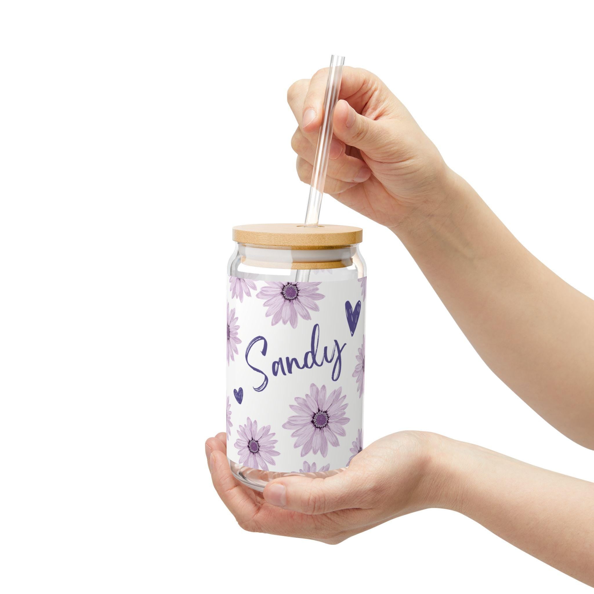 Personalized Iced Coffee Cup Floral pattern