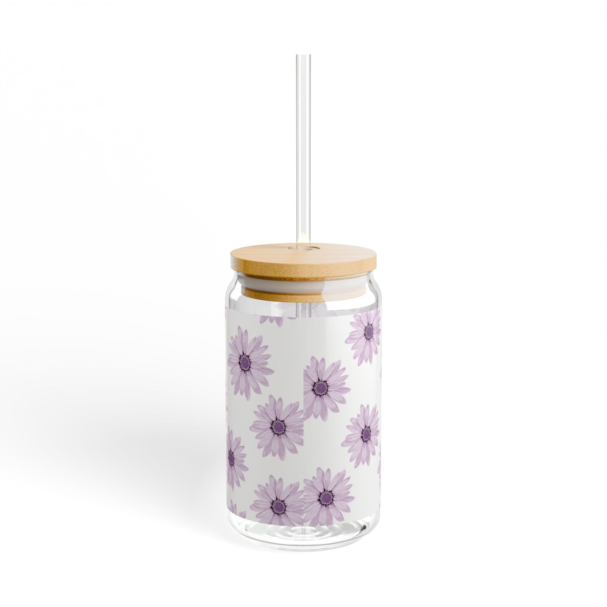Customizable Iced Coffee Cup Floral pattern Custom Can Glass with Lid and Straw Bridesmaid Gift Bachelorette Glass Cup Bridesmaid ideas