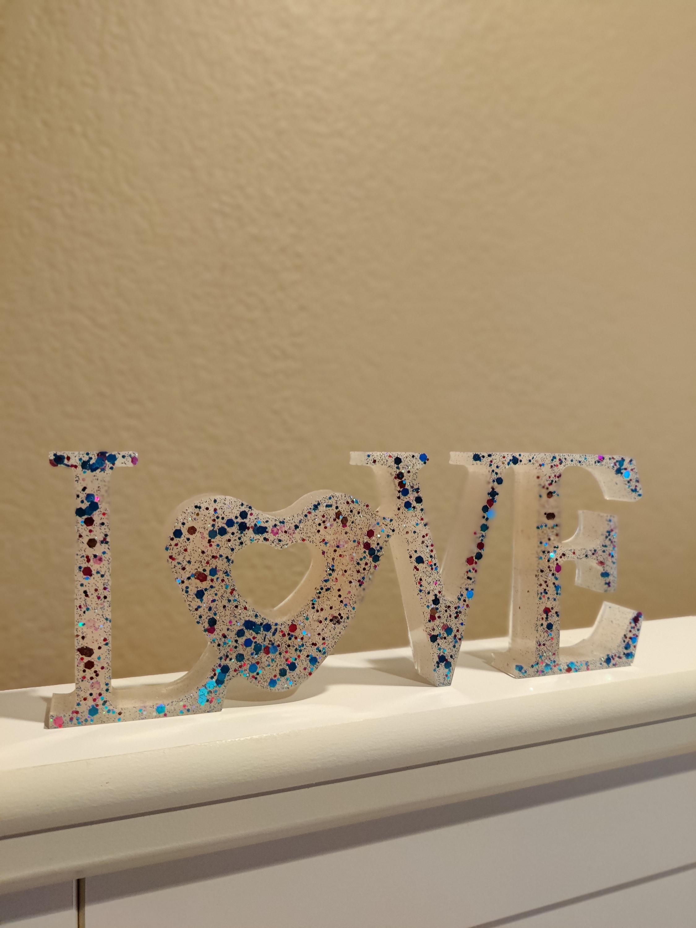 LOVE Resin Art Elegant Home Decor for Living Room, Bedroom, or Office  Perfect Gift Idea