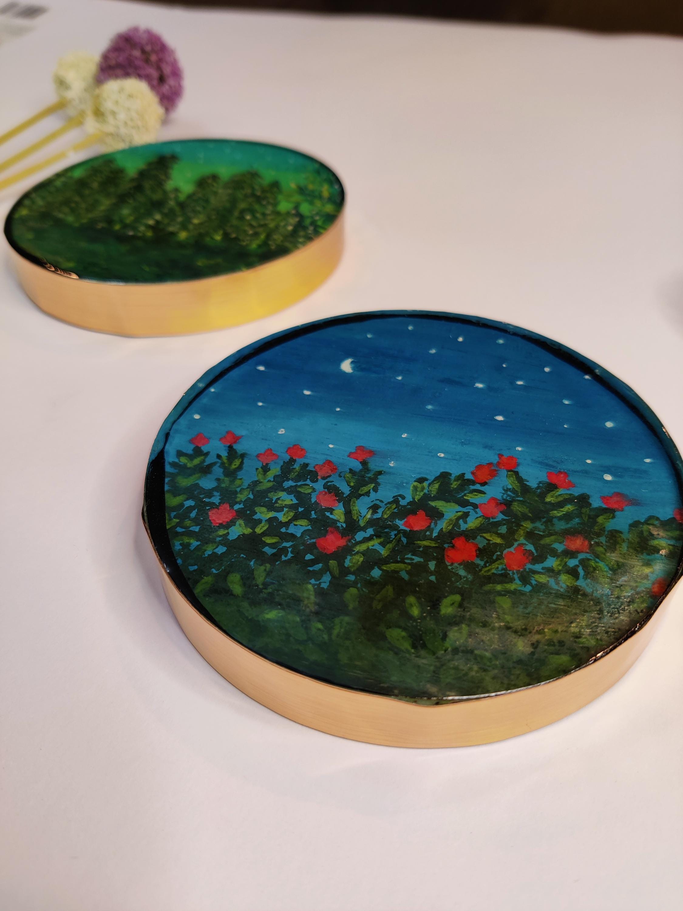 Unique Dusky Evening Resin Coasters  Perfect Holiday Gift  Wall Hanging