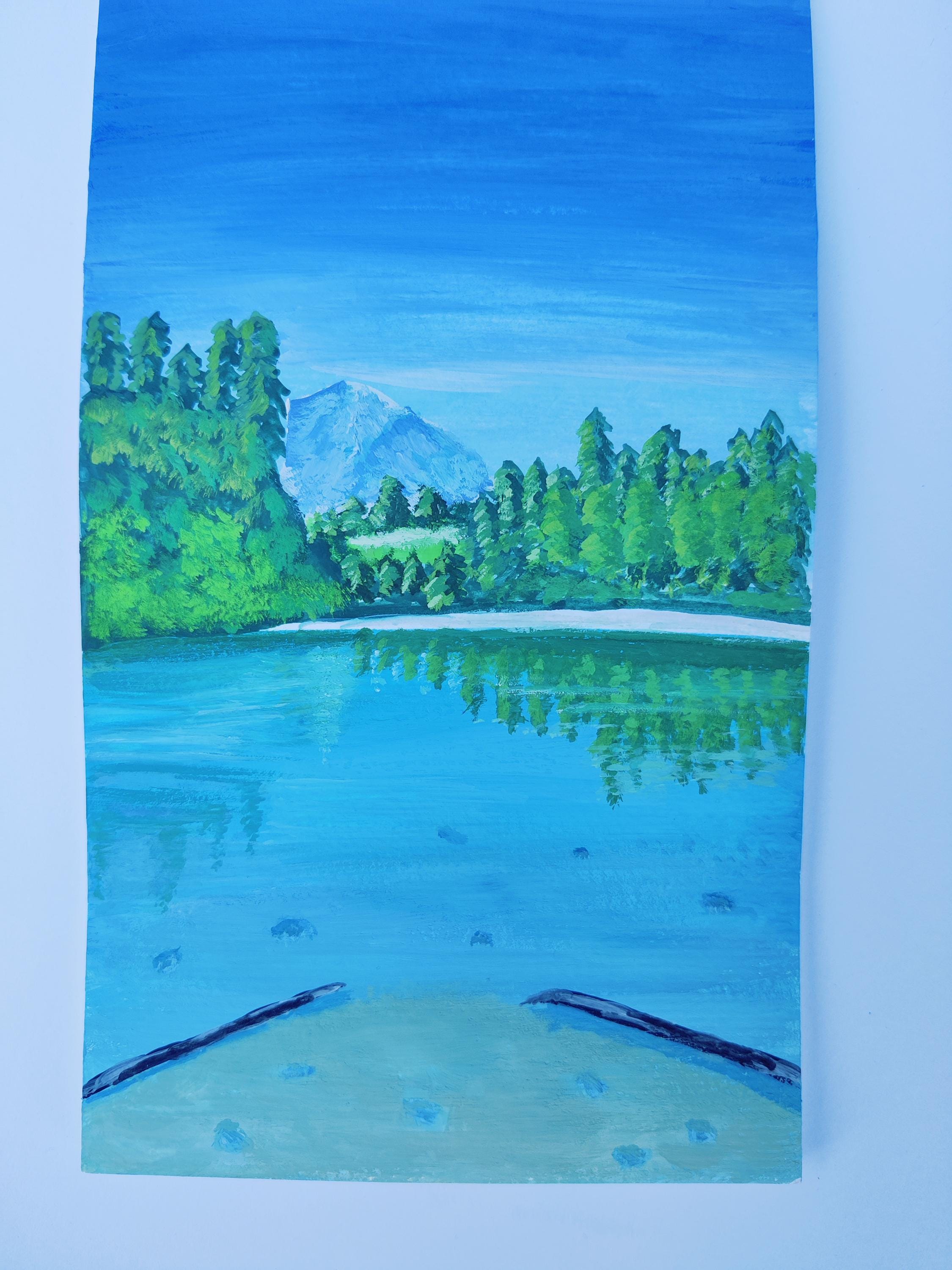 Stunning Lake Scenery Gouache Print