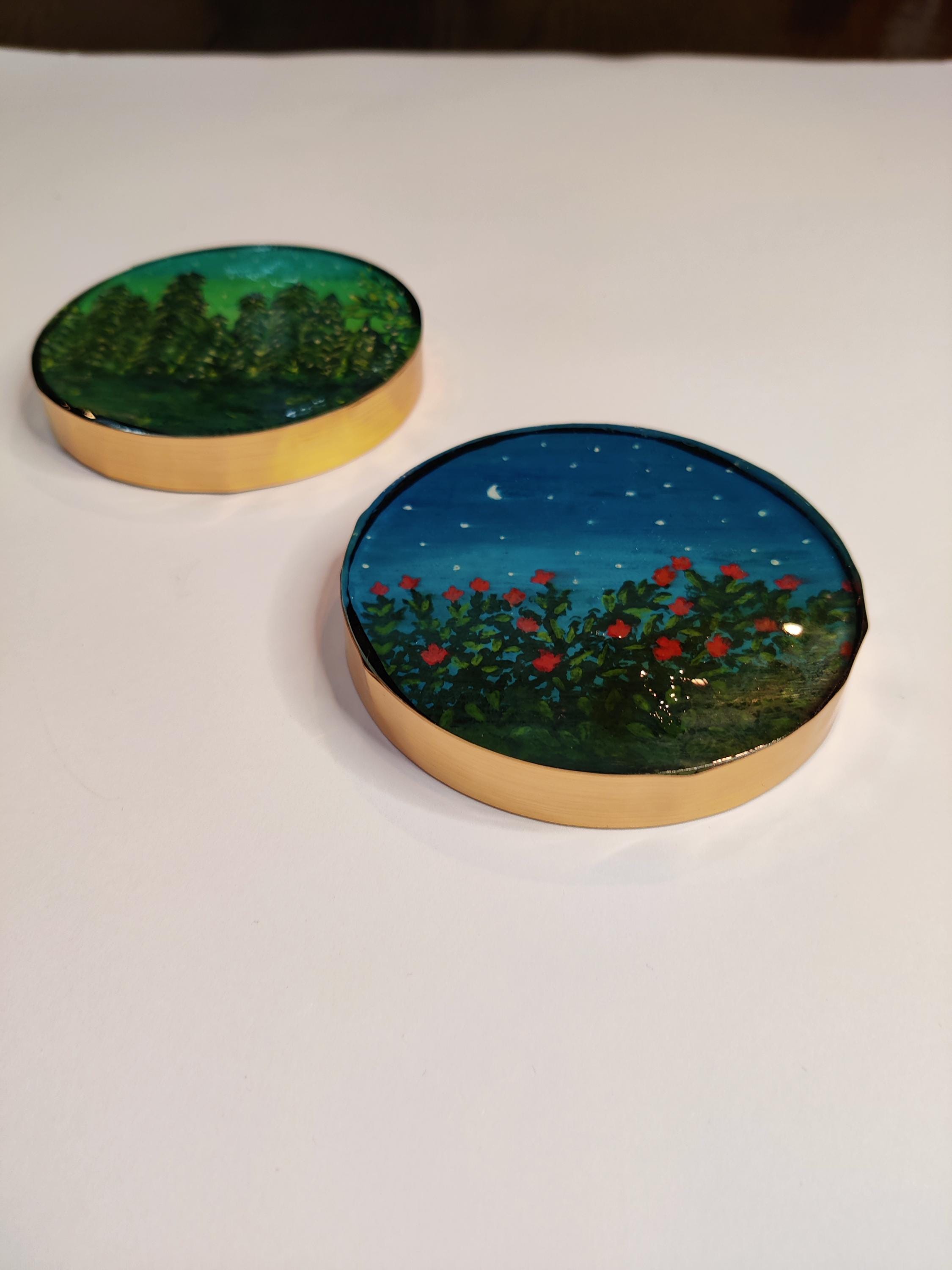 Unique Dusky Evening Resin Coasters  Perfect Holiday Gift  Wall Hanging