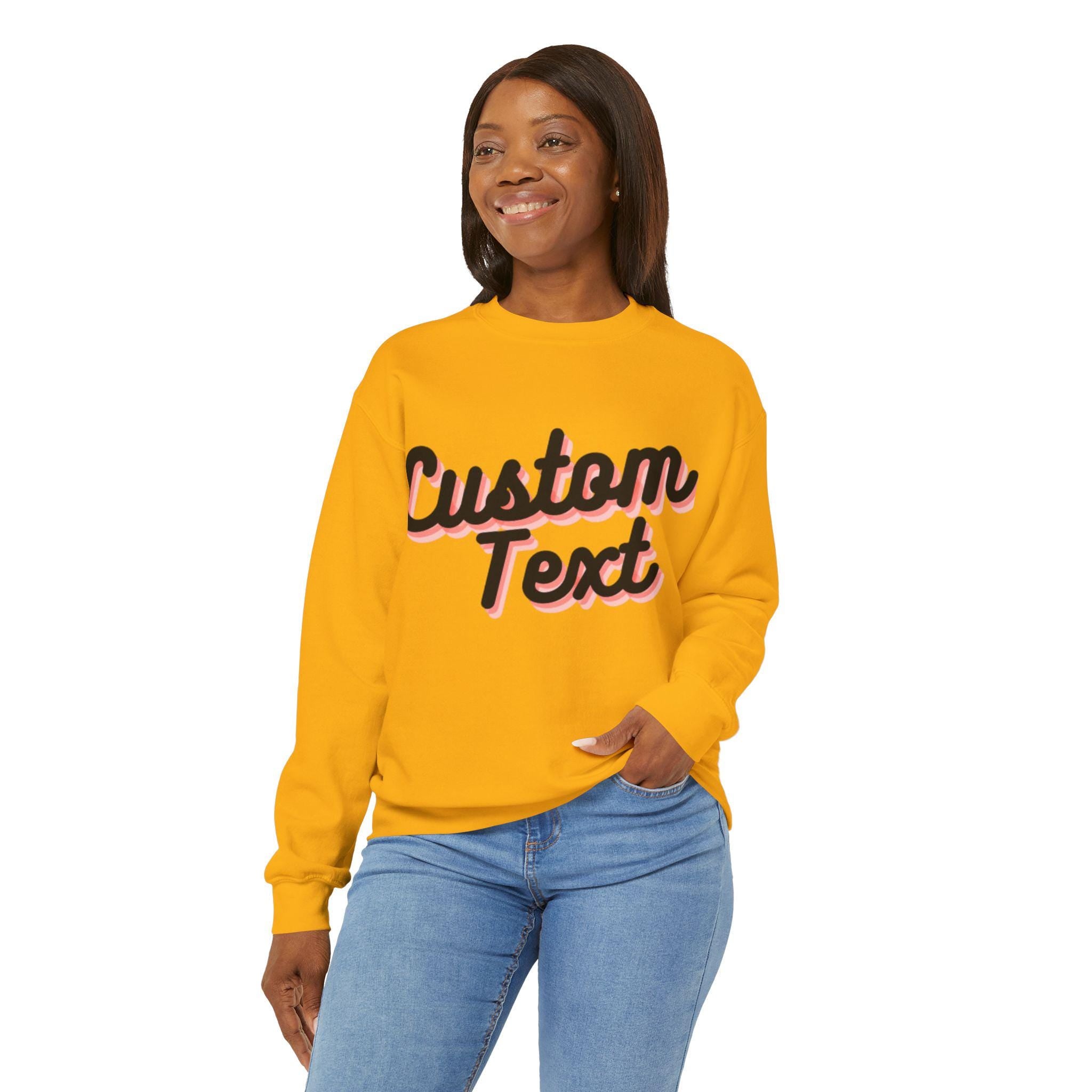 Personalized Warm cozy Unisex Sweatshirt Long sleeves Custom Quote Custom college letters names brand quotes logos merchandise marketing